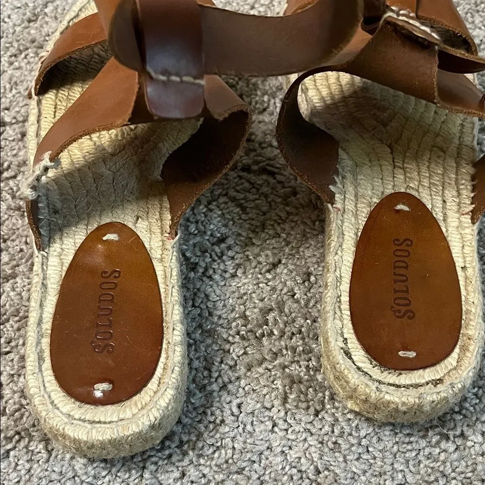 Soludos Banded Shield Leather Ankle Strap Espadrille Sandals Women’s Size 7